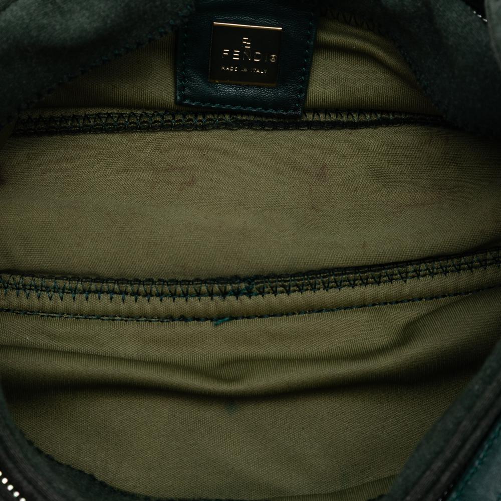 Fendi B Fendi Green Dark Green Wool Fabric Mamma Baguette Shoulder Bag Italy