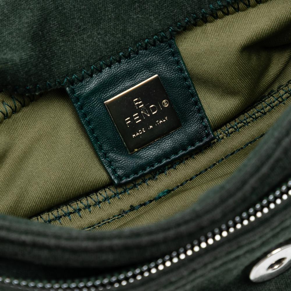 Fendi B Fendi Green Dark Green Wool Fabric Mamma Baguette Shoulder Bag Italy