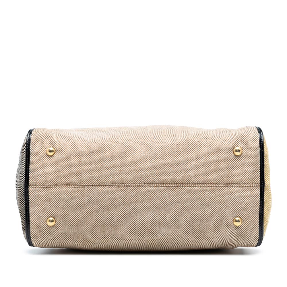 Fendi B Fendi Brown Beige with Multi Canvas Fabric Colorblock Chameleon Satchel Italy