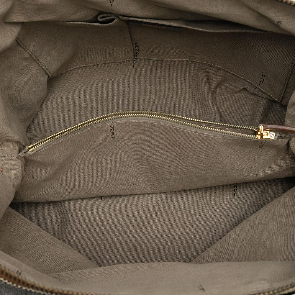 Fendi B Fendi Brown Beige with Multi Canvas Fabric Colorblock Chameleon Satchel Italy