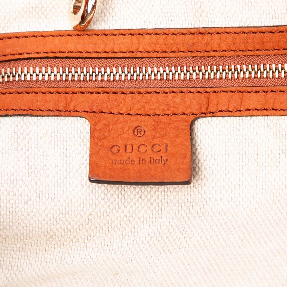 Gucci B Gucci Orange Nubuck Leather Leather Medium Soho Chain Tote Italy
