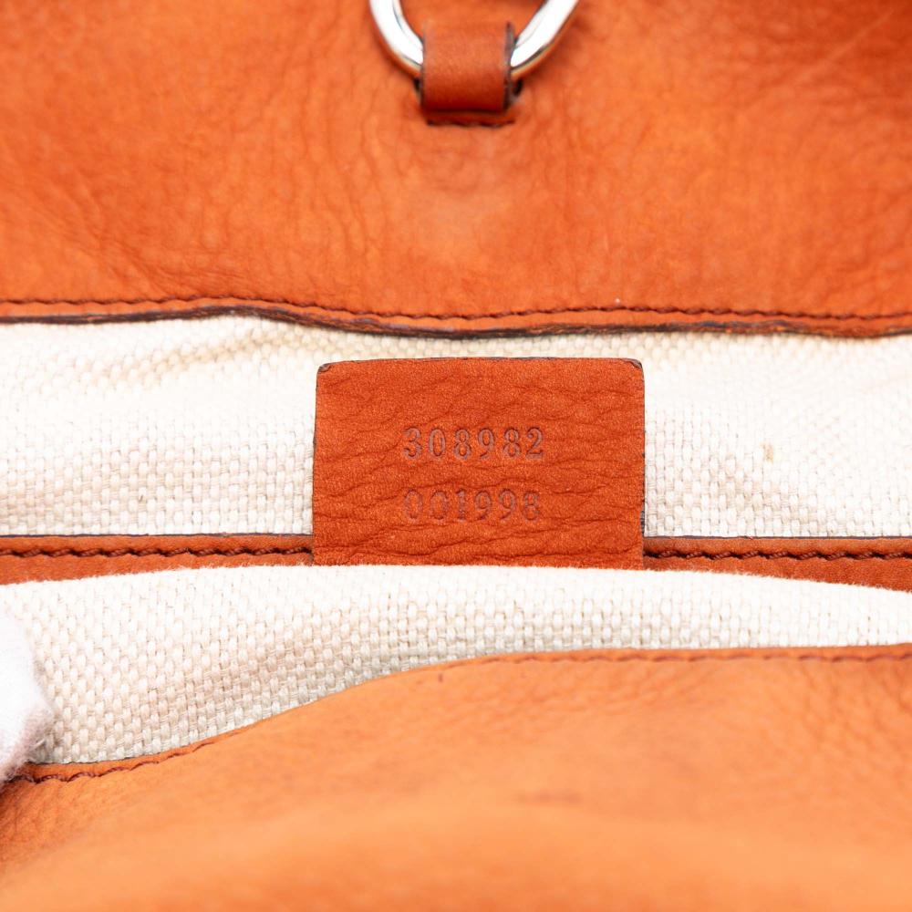 Gucci B Gucci Orange Nubuck Leather Leather Medium Soho Chain Tote Italy