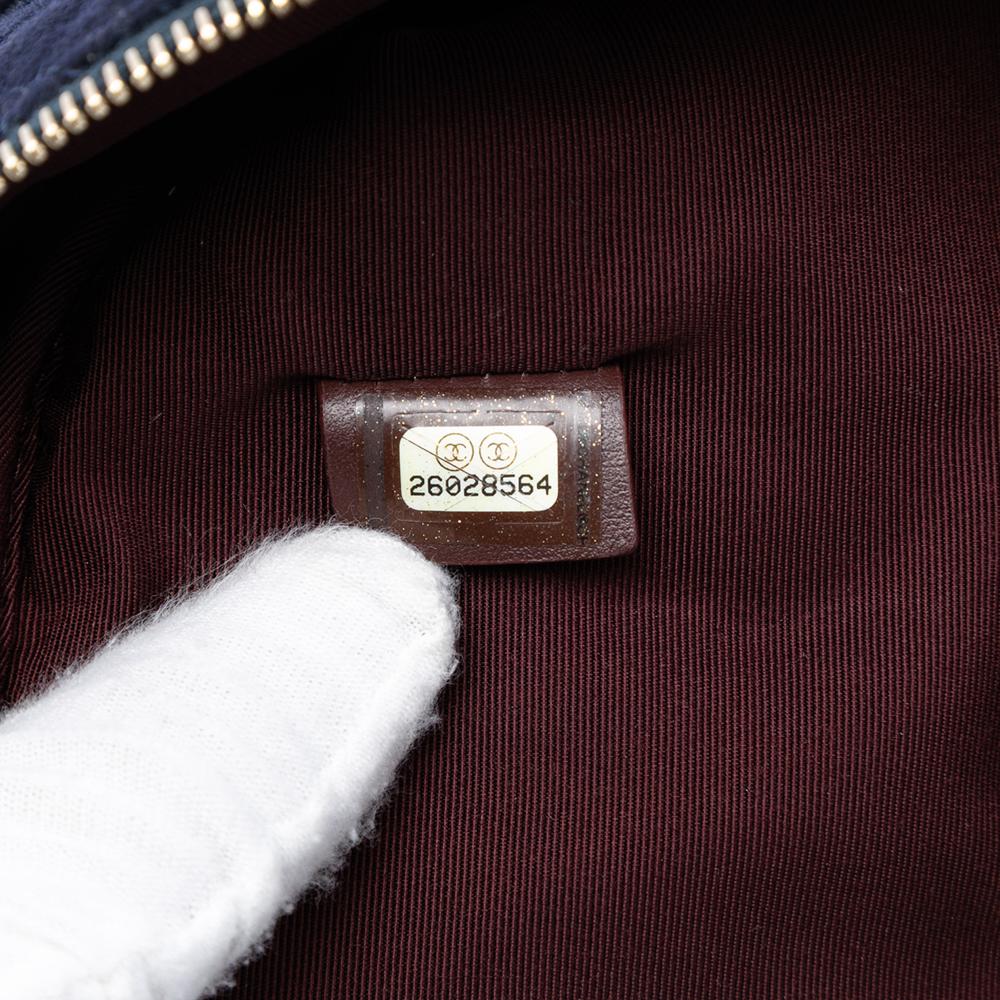 Chanel AB Chanel Blue Navy Wool Fabric Paris Hamburg Medium Quilted Coco Sailor Charms O Case Clutch Italy