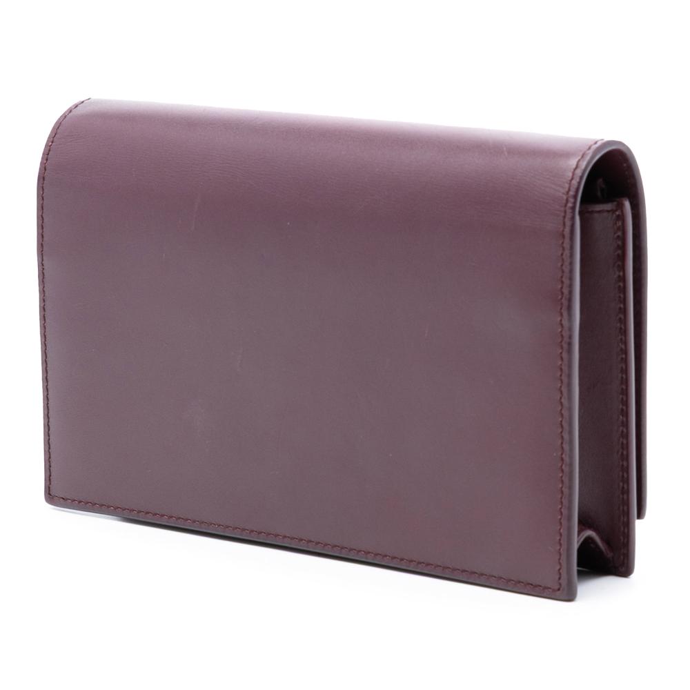 Saint Laurent B Saint Laurent Red Burgundy Calf Leather Smooth skin Monogram Kate Tassel Wallet on Chain Italy