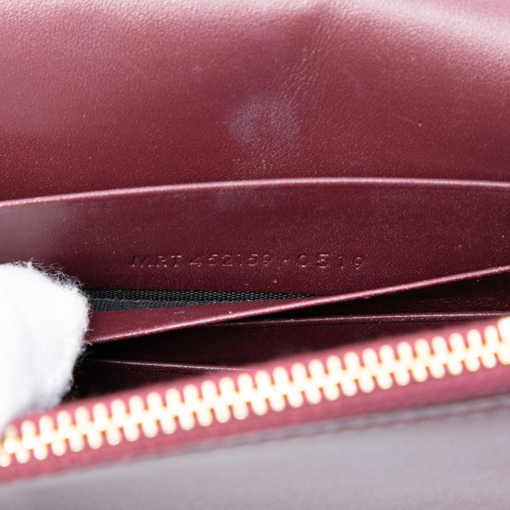 Saint Laurent B Saint Laurent Red Burgundy Calf Leather Smooth skin Monogram Kate Tassel Wallet on Chain Italy