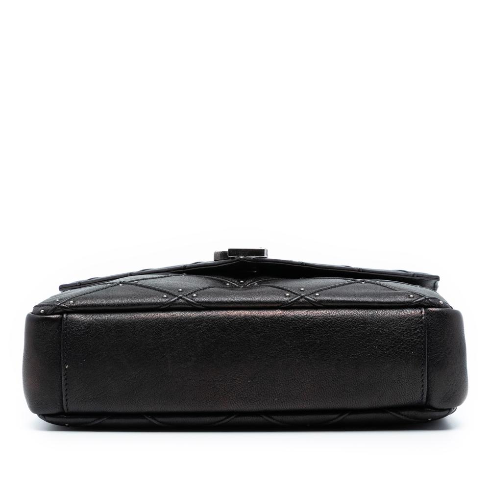 Saint Laurent Medium Quilted Diamond Iridescent Calfskin Monogram Studded College Satchel