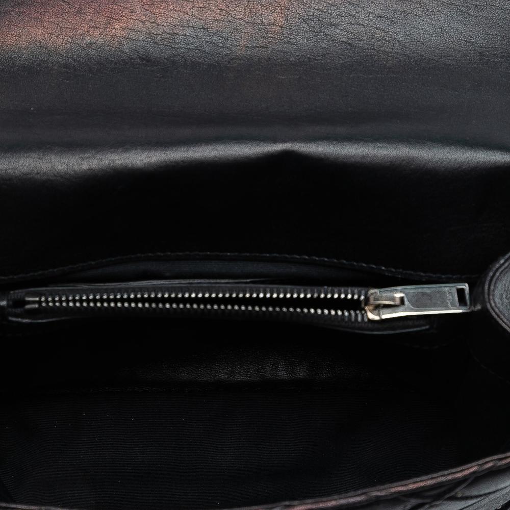 Saint Laurent Medium Quilted Diamond Iridescent Calfskin Monogram Studded College Satchel