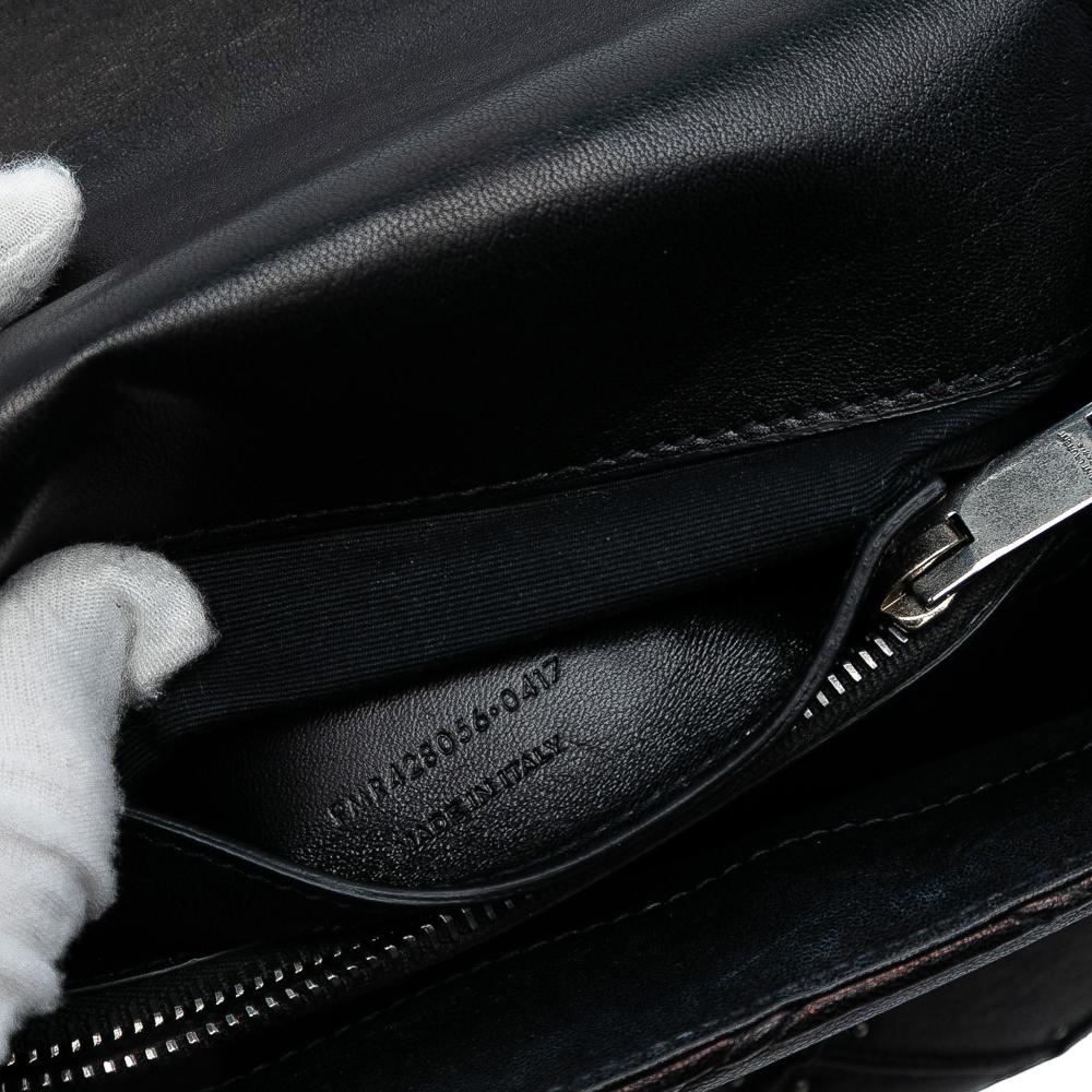 Saint Laurent Medium Quilted Diamond Iridescent Calfskin Monogram Studded College Satchel