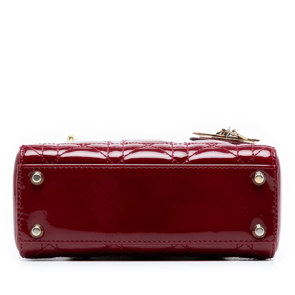 Christian Dior AB Dior Red Dark Red Patent Leather Leather Mini Patent Cannage Lady Dior Italy