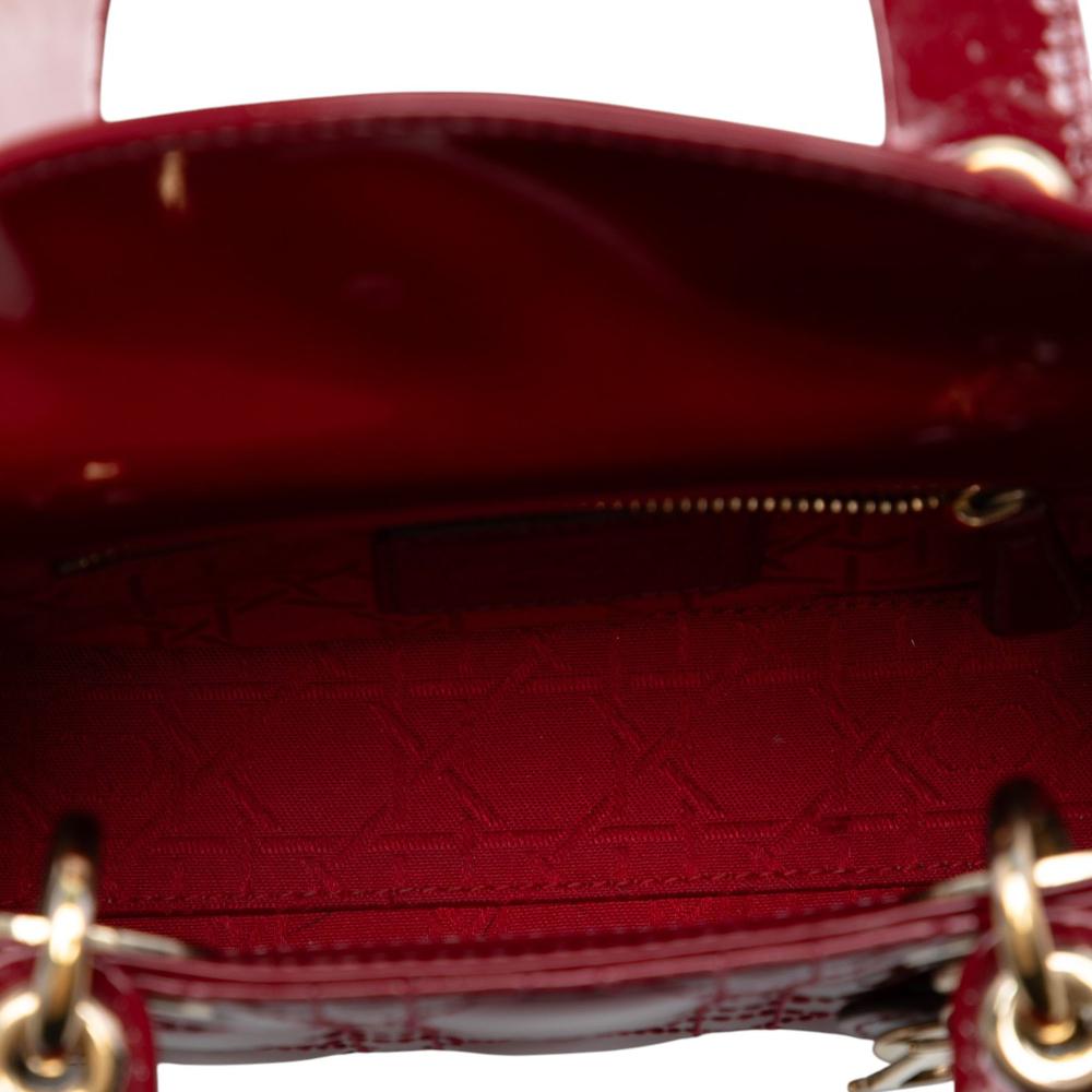Christian Dior AB Dior Red Dark Red Patent Leather Leather Mini Patent Cannage Lady Dior Italy