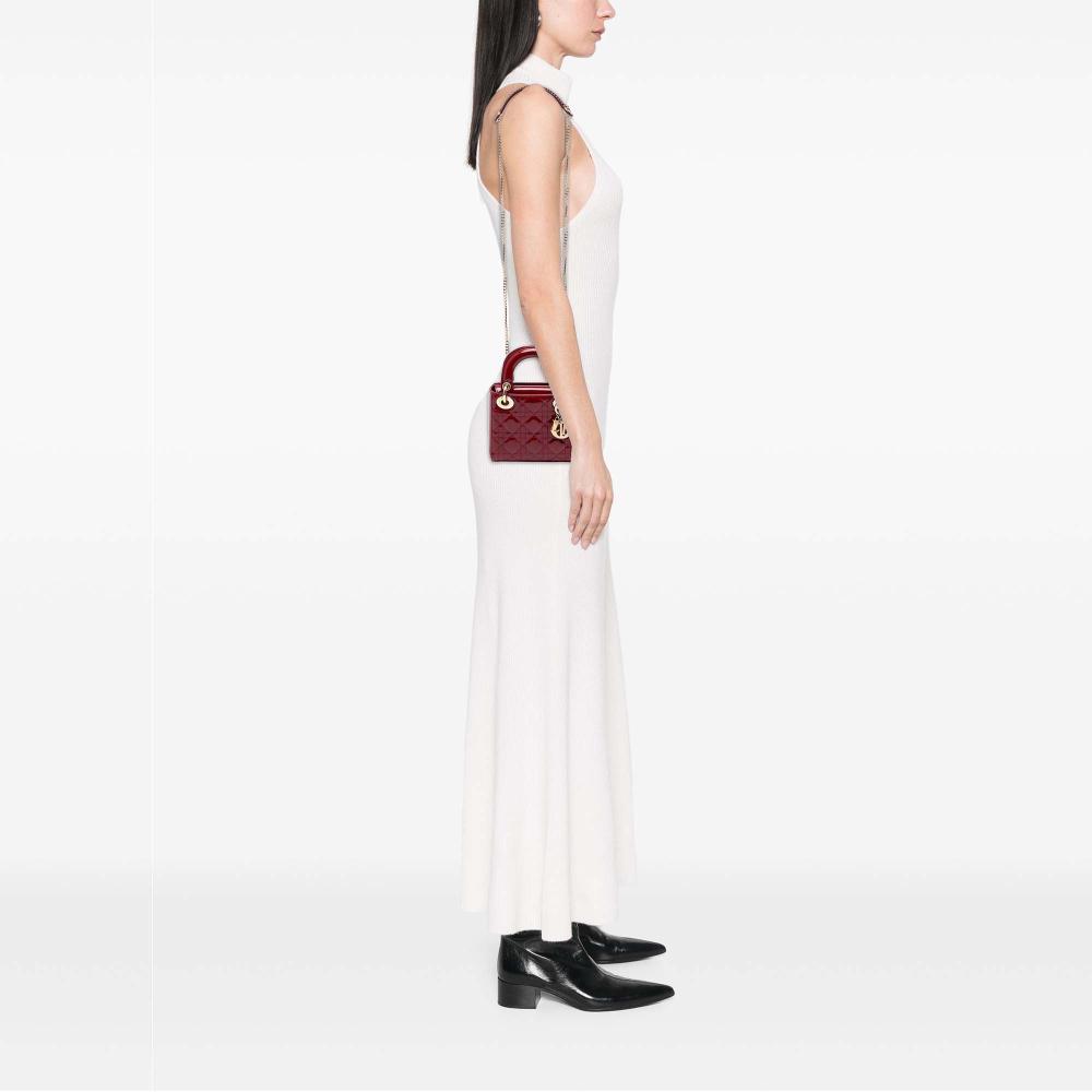 Christian Dior AB Dior Red Dark Red Patent Leather Leather Mini Patent Cannage Lady Dior Italy