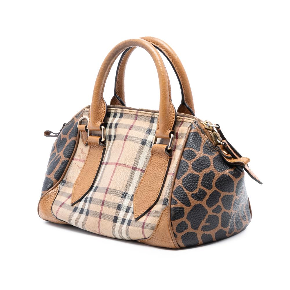 Burberry B Burberry Brown Coated Canvas Fabric Small Haymarket Check Animal Print Blaze Satchel Italy