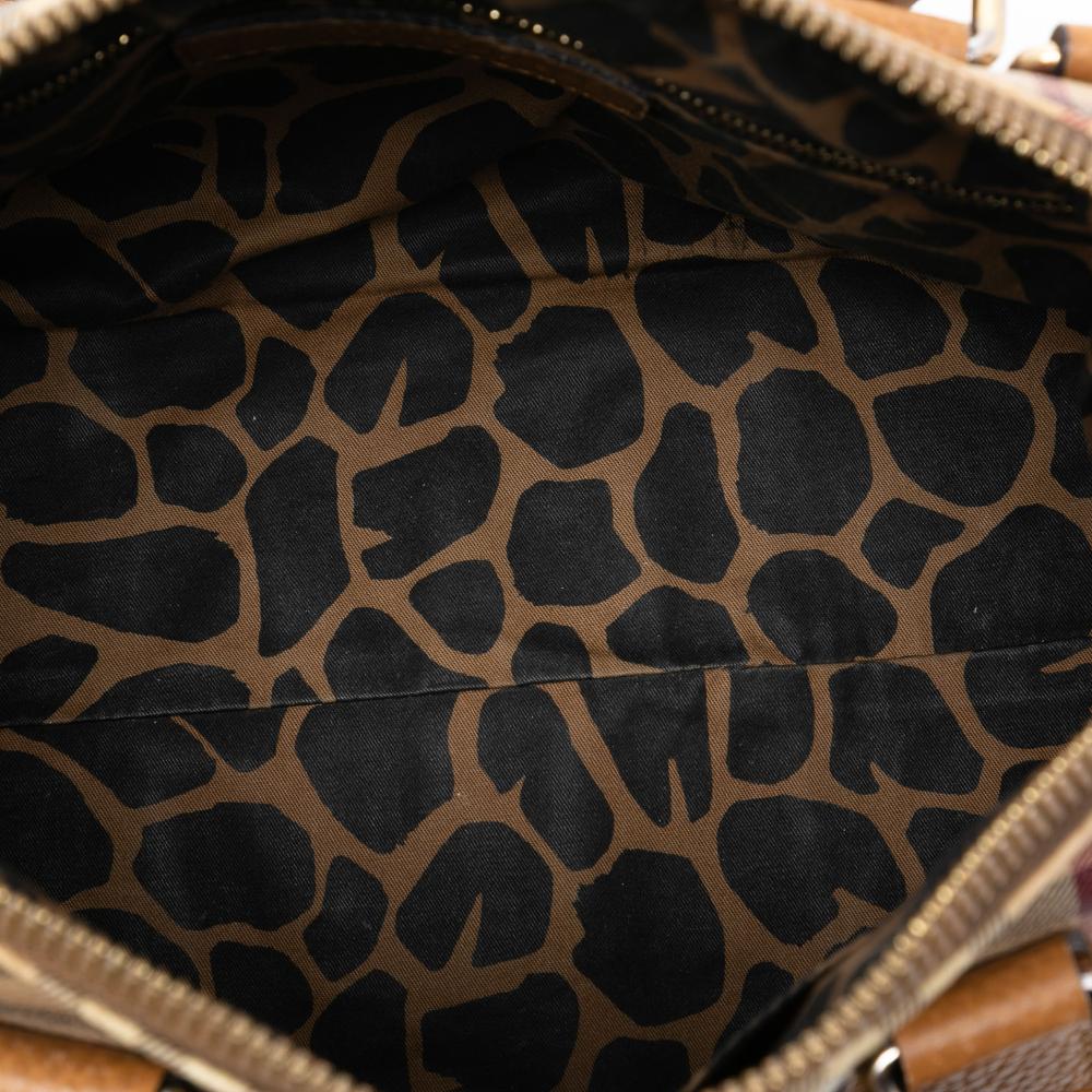 Burberry B Burberry Brown Coated Canvas Fabric Small Haymarket Check Animal Print Blaze Satchel Italy