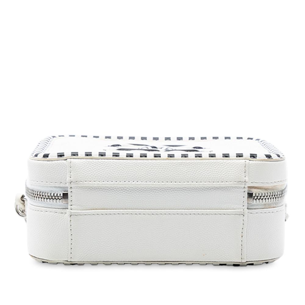 Chanel AB Chanel White Caviar Leather Leather Small Caviar Striped CC Filigree Vanity Case Italy