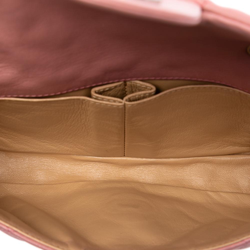 Chanel Pink Blush Lambskin Leather Leather Classic Lambskin East West Bijoux Chain Single Flap Italy