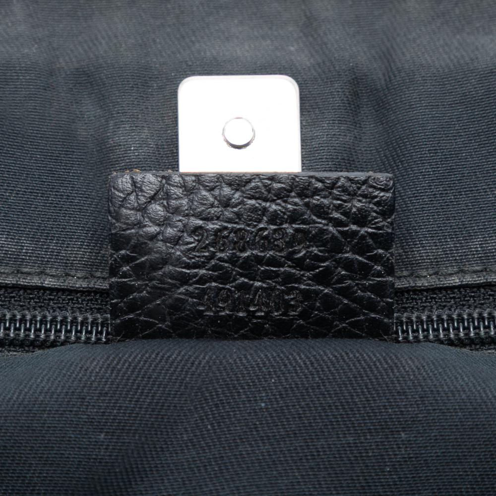 Gucci B Gucci Gray Dark Gray Denim Fabric GG Abbey D Ring Pocket Tote Italy