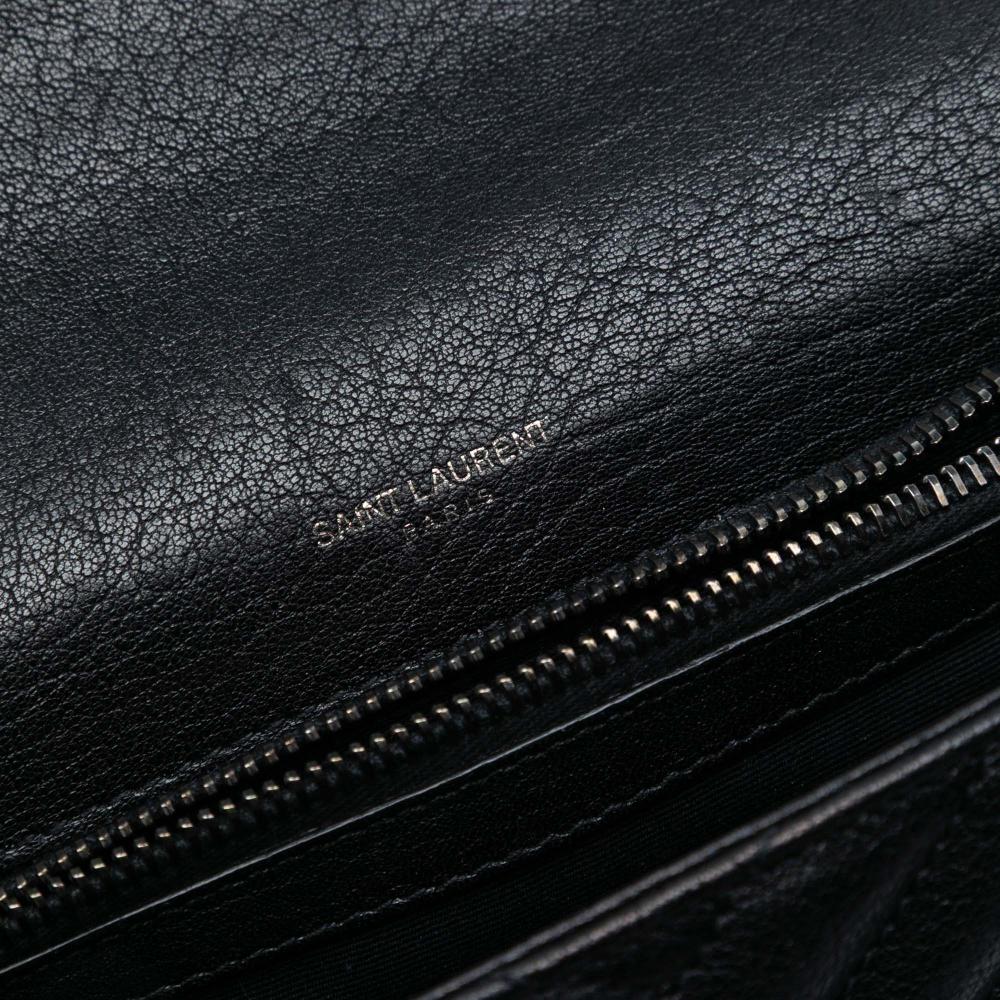 Saint Laurent Black Medium Chevron Sheepskin Monogram College Satchel Italy