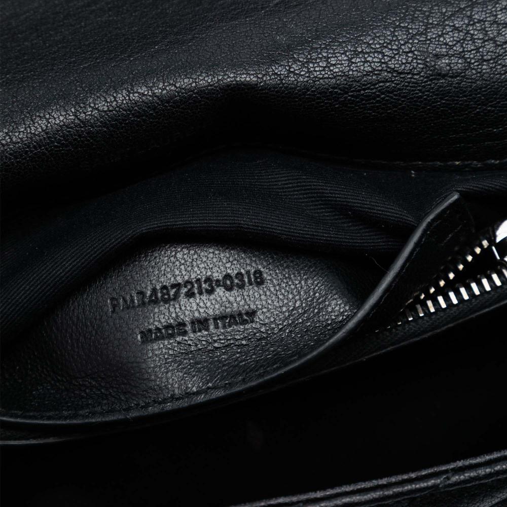 Saint Laurent Black Medium Chevron Sheepskin Monogram College Satchel Italy