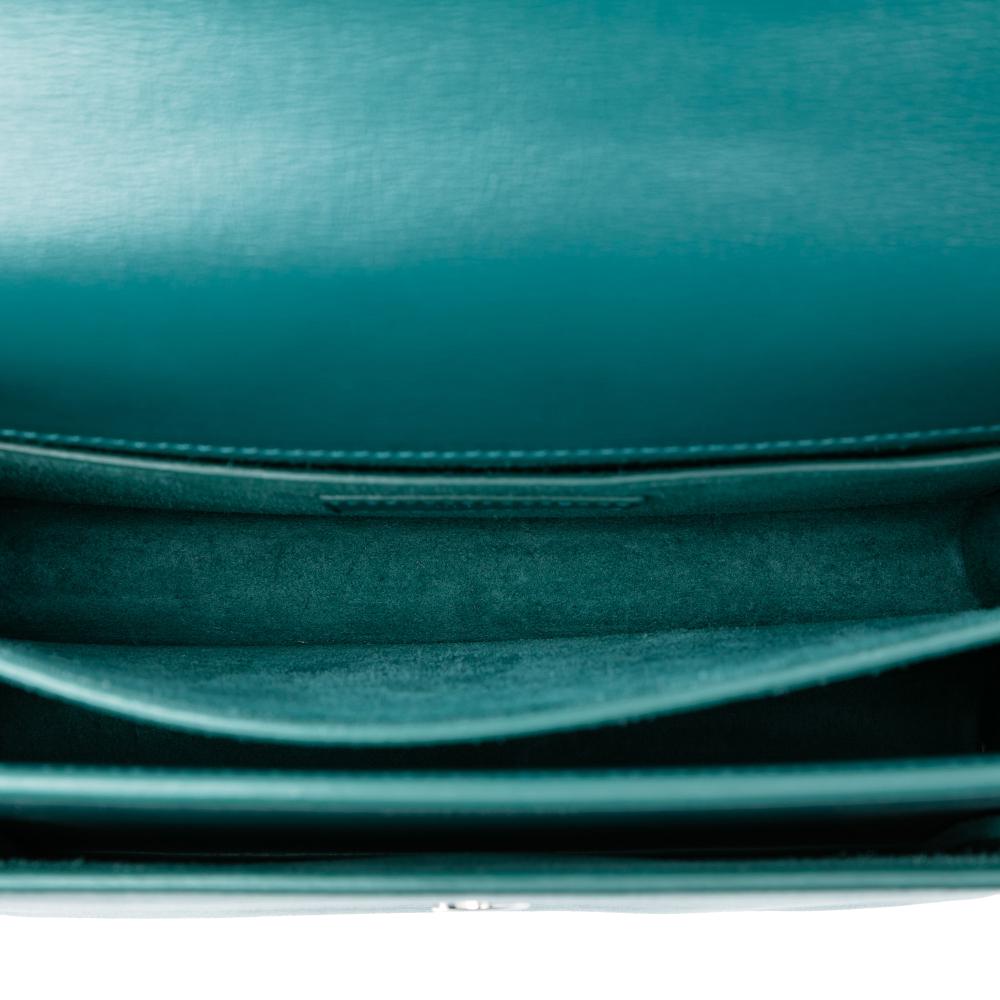 Saint Laurent AB Saint Laurent Blue Peacock Calf Leather Medium Monogram Sunset Crossbody Italy