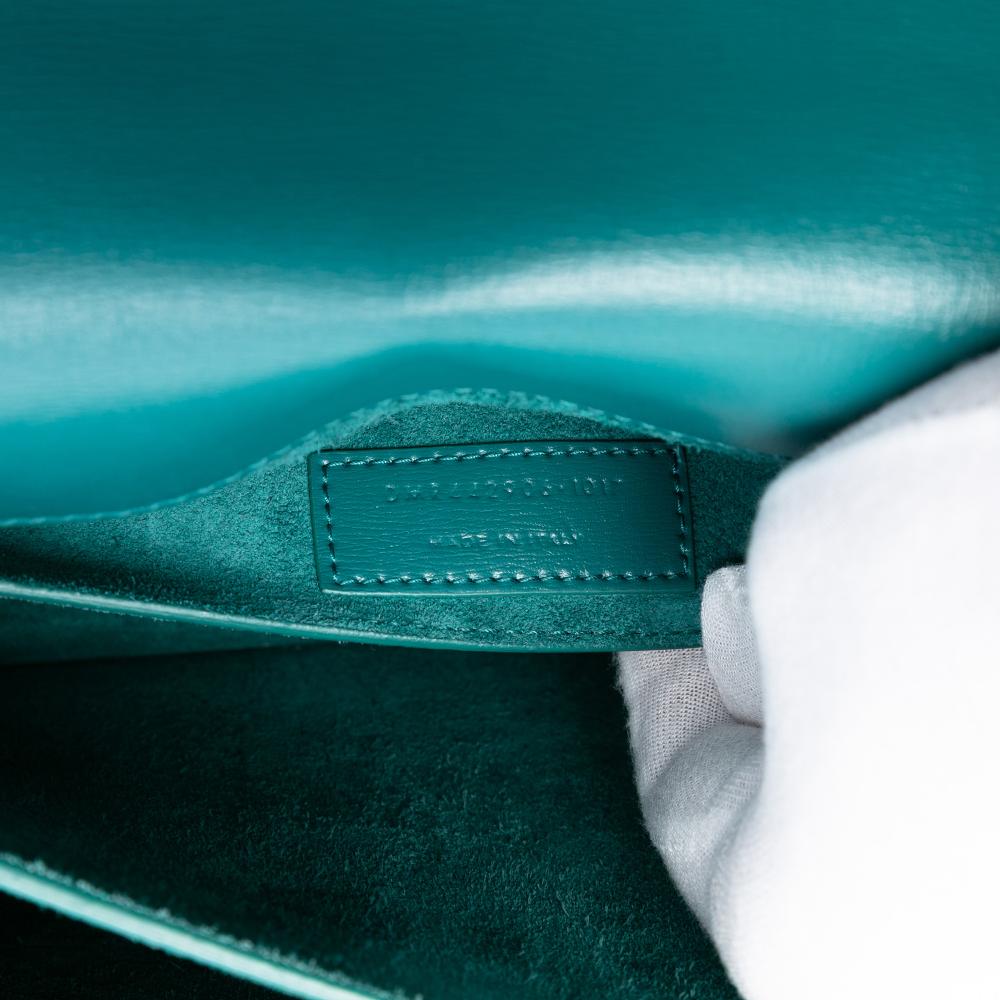 Saint Laurent AB Saint Laurent Blue Peacock Calf Leather Medium Monogram Sunset Crossbody Italy