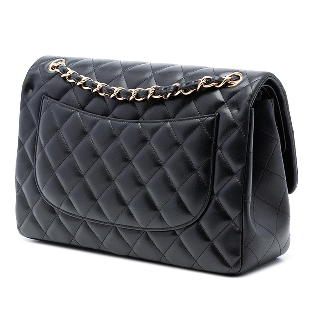 Chanel AB Chanel Black Lambskin Leather Leather Jumbo Classic Lambskin Double Flap Italy
