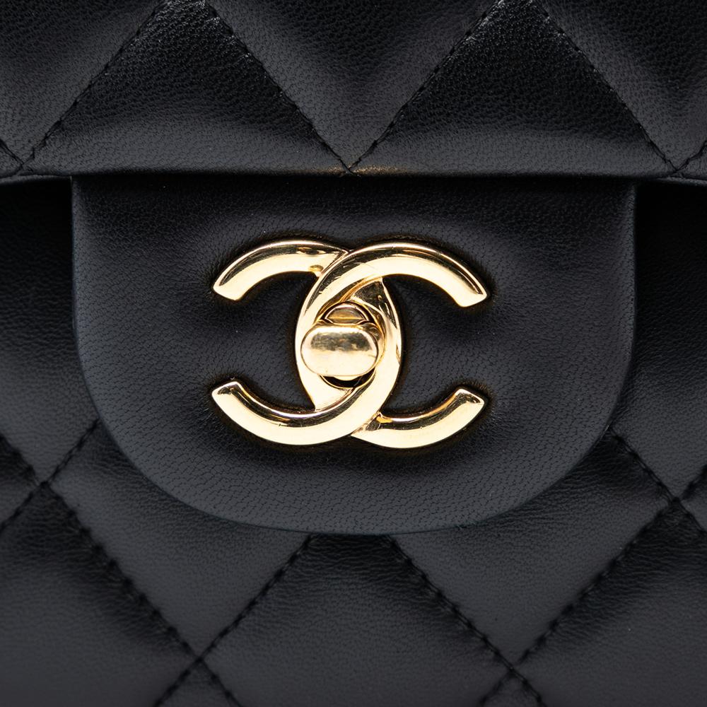 Chanel AB Chanel Black Lambskin Leather Leather Jumbo Classic Lambskin Double Flap Italy