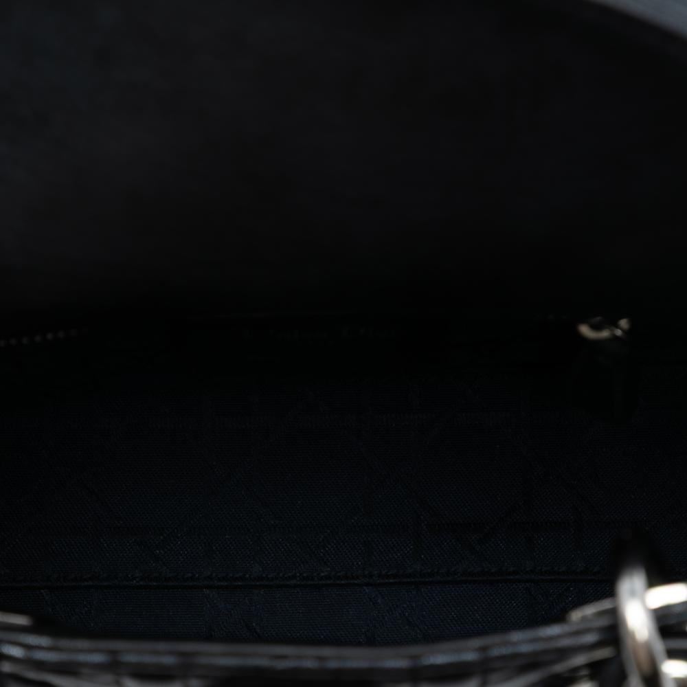 Christian Dior B Dior Black Lambskin Leather Leather Mini Iridescent Lambskin Cannage Lady Dior Italy