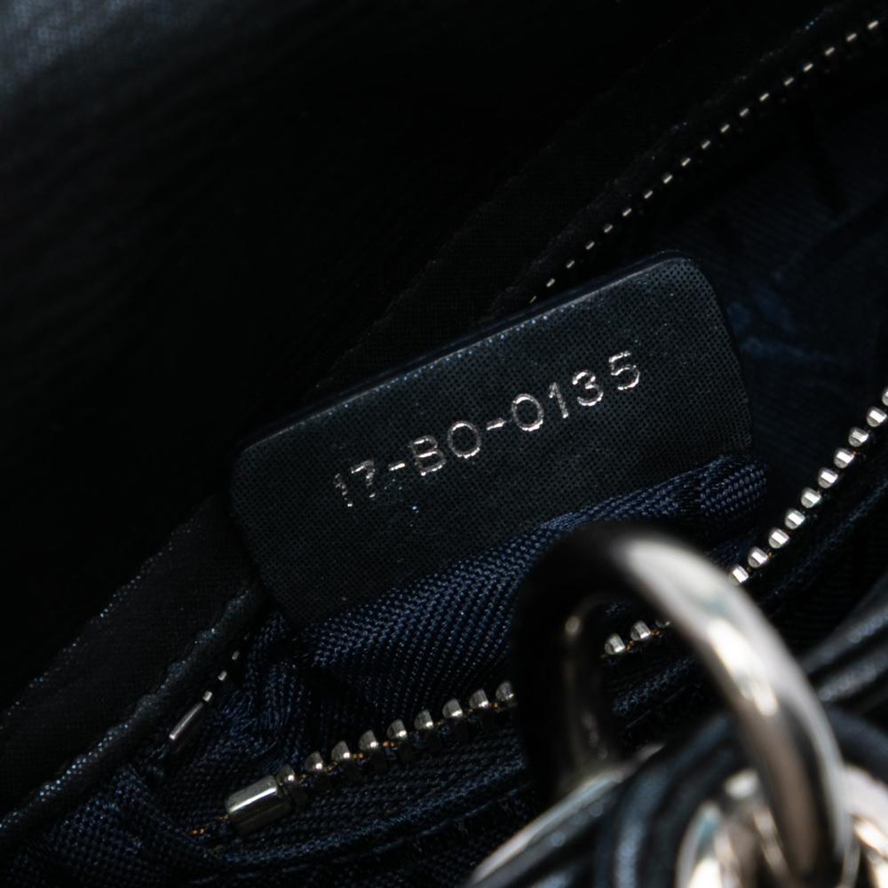 Christian Dior B Dior Black Lambskin Leather Leather Mini Iridescent Lambskin Cannage Lady Dior Italy