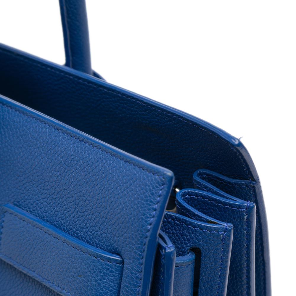 Saint Laurent B Saint Laurent Blue Calf Leather Small Sac De Jour Satchel Italy