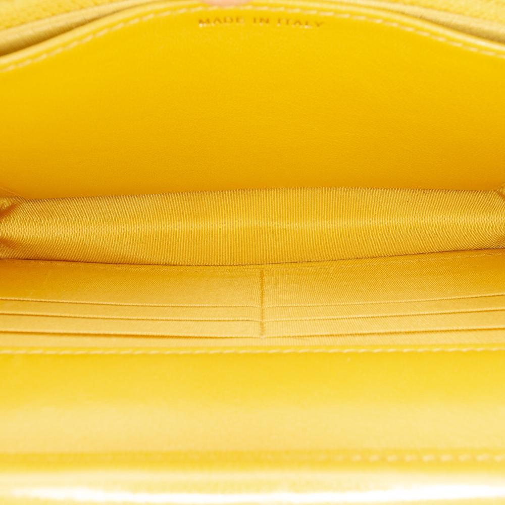 Chanel B Chanel Yellow Lambskin Leather Leather Small Reversed Chevron Lambskin Flap Italy