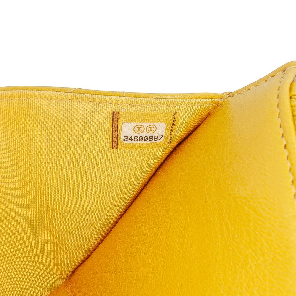 Chanel B Chanel Yellow Lambskin Leather Leather Small Reversed Chevron Lambskin Flap Italy