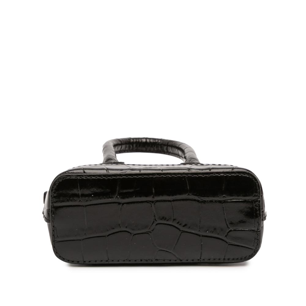 Balenciaga AB Balenciaga Black Calf Leather Mini Crocodile Embossed skin Ville Satchel Italy