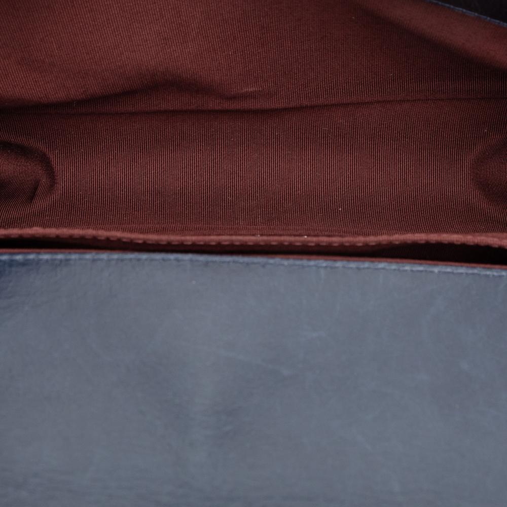 Chanel B Chanel Blue Navy Calf Leather Old Medium Quilted Glazed skin Chain Around Boy Flap Italy