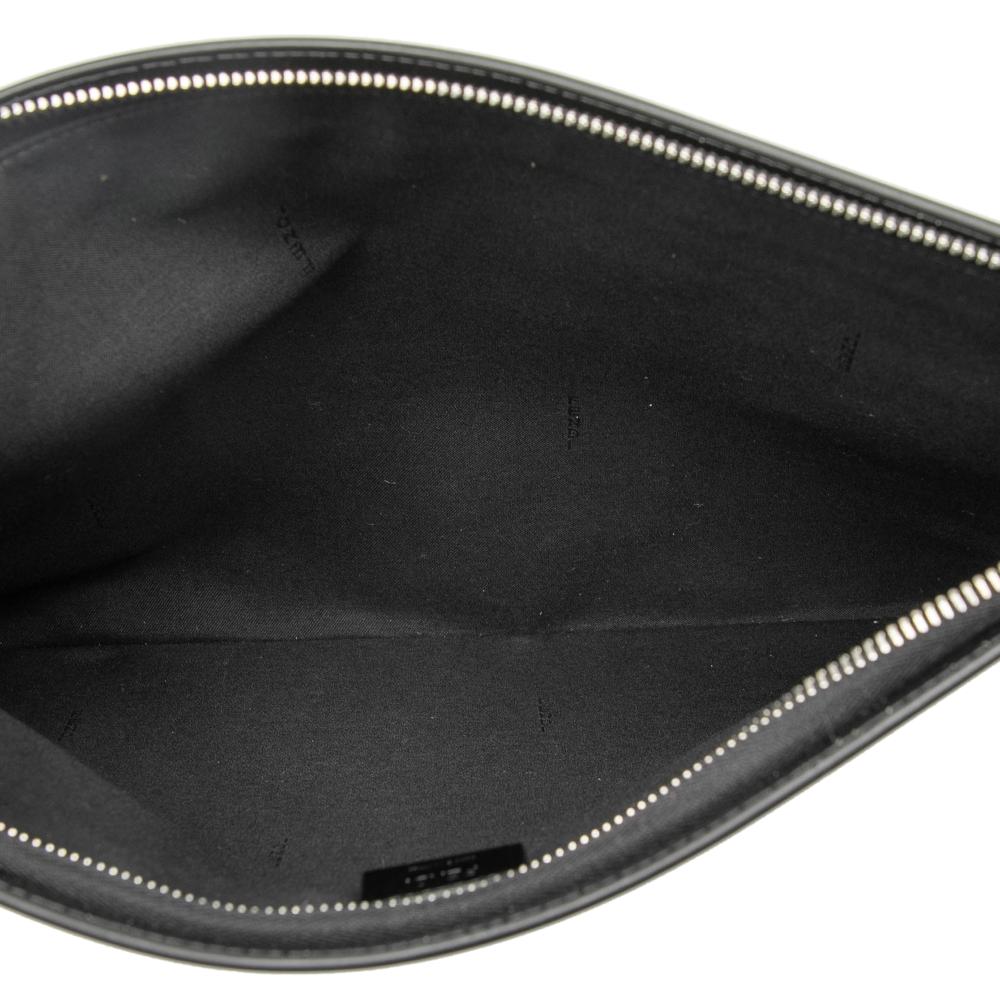 Fendi AB Fendi Black Canvas Fabric Large Zucca Flat Pouch Italy