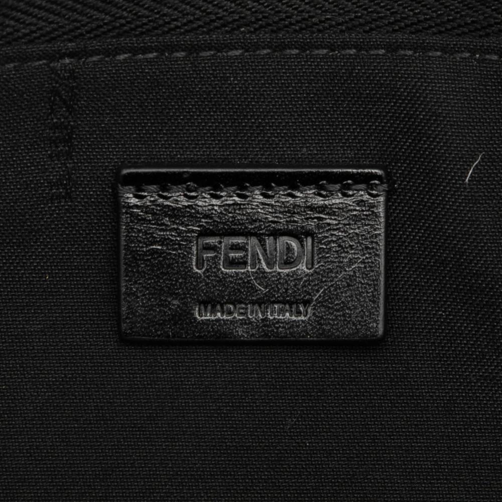 Fendi AB Fendi Black Canvas Fabric Large Zucca Flat Pouch Italy