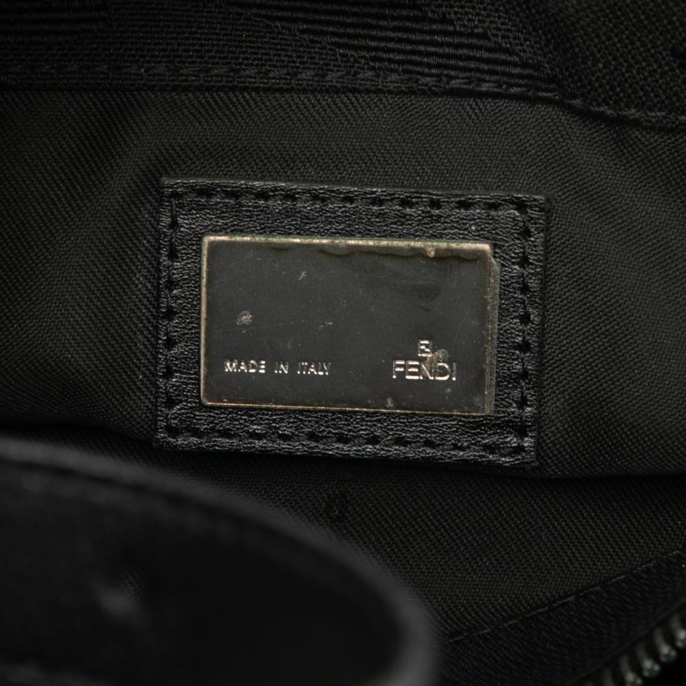 Fendi B Fendi Black Canvas Fabric FF Zebra Print Shoulder Bag Italy