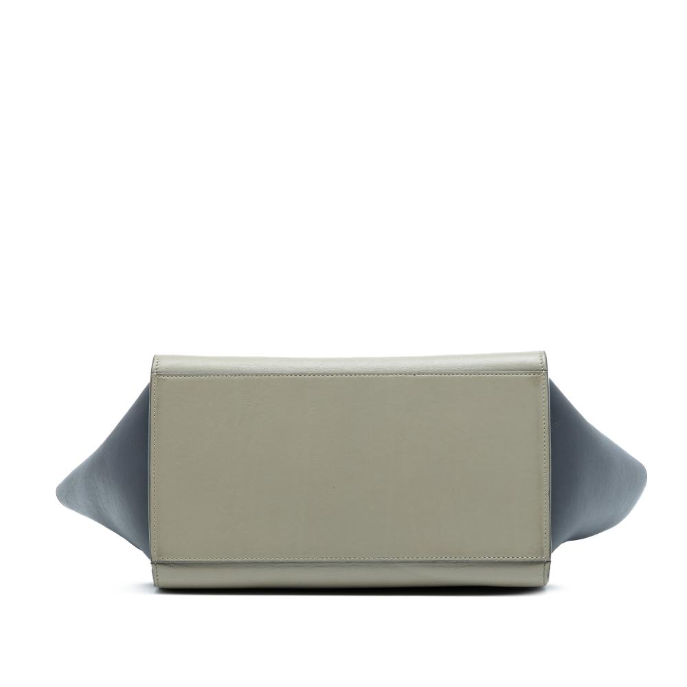 Celine B Celine Blue Navy with Multi Calf Leather Medium Tricolor Trapeze Satchel Italy