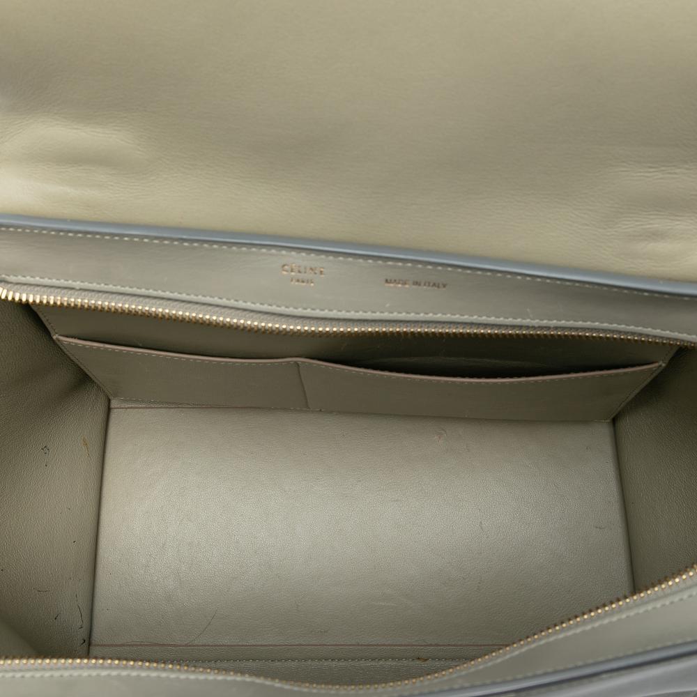 Celine B Celine Blue Navy with Multi Calf Leather Medium Tricolor Trapeze Satchel Italy