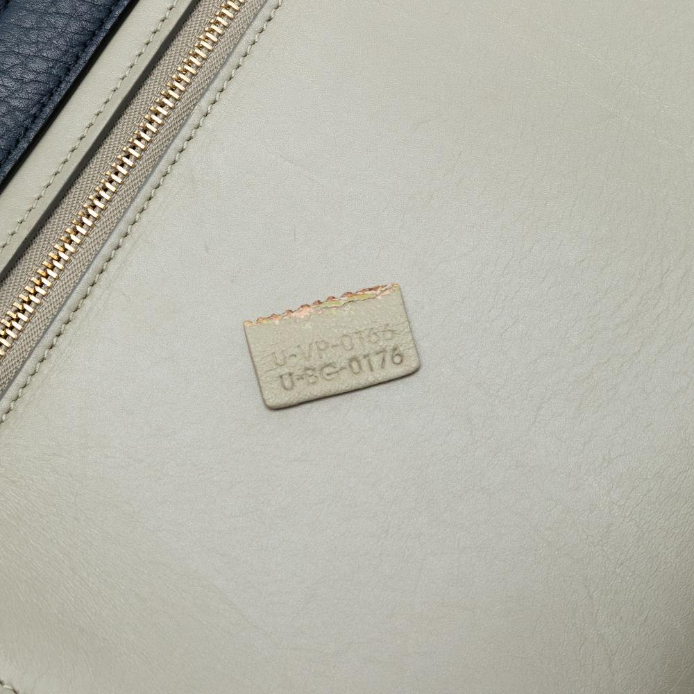 Celine B Celine Blue Navy with Multi Calf Leather Medium Tricolor Trapeze Satchel Italy