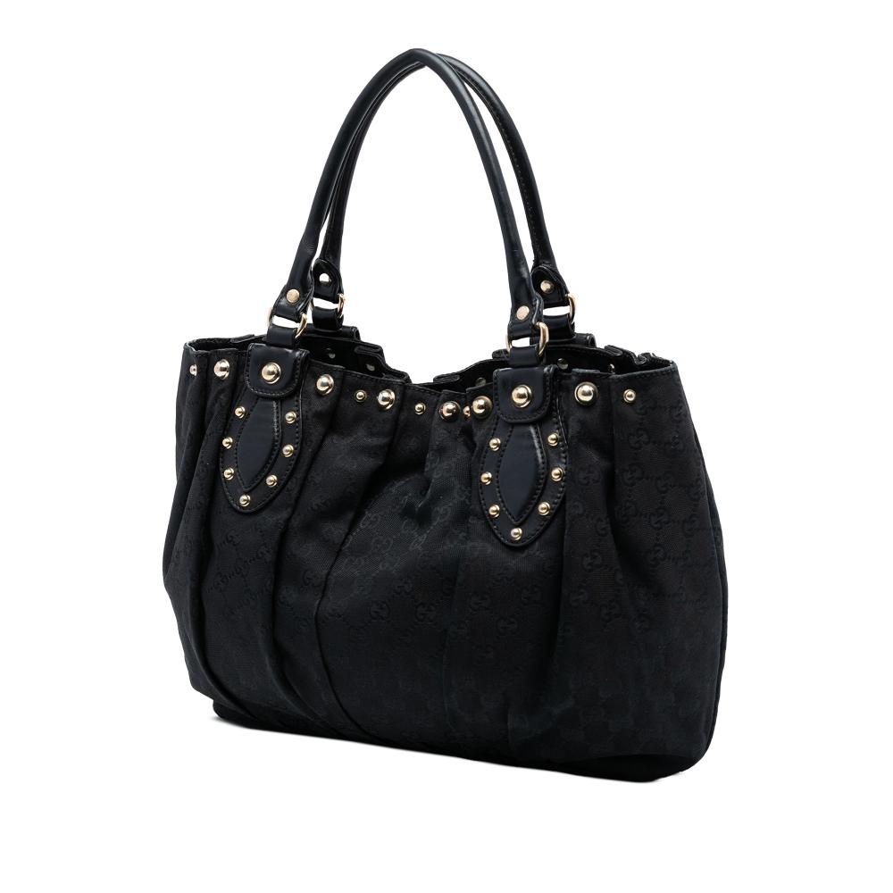 Gucci B Gucci Black Canvas Fabric GG Pelham Tote Italy