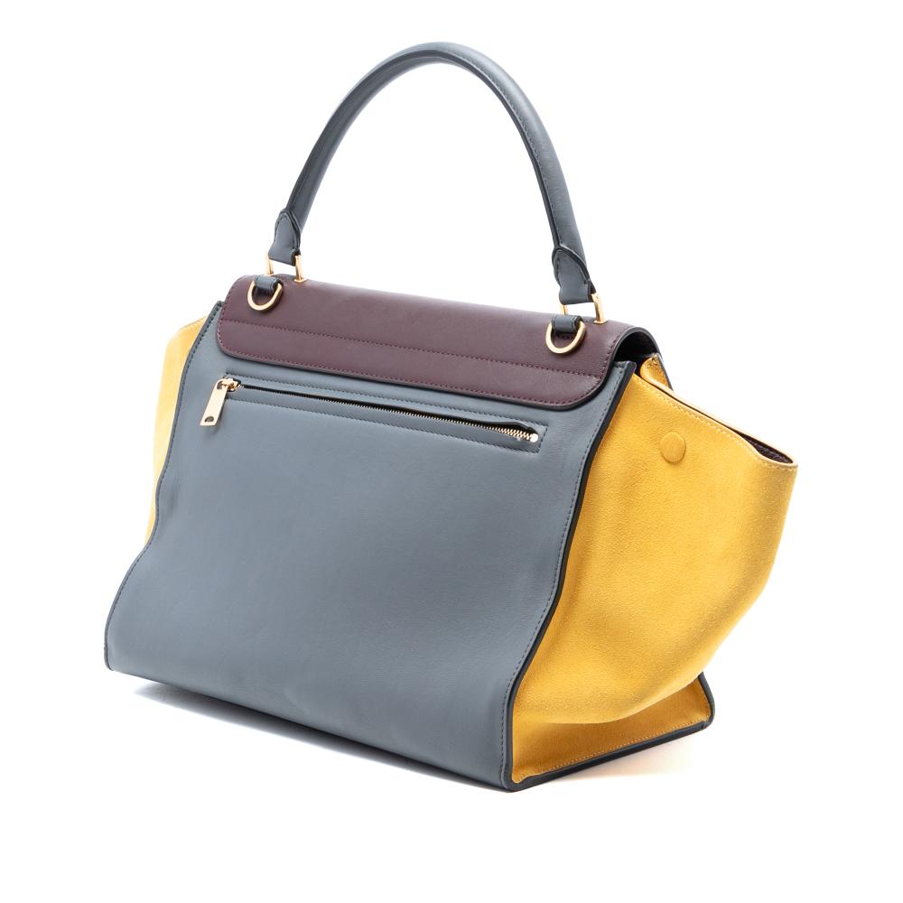 Celine B Celine Gray with Multi Calf Leather Medium Tricolor skin and Suede Trapeze Satchel Italy