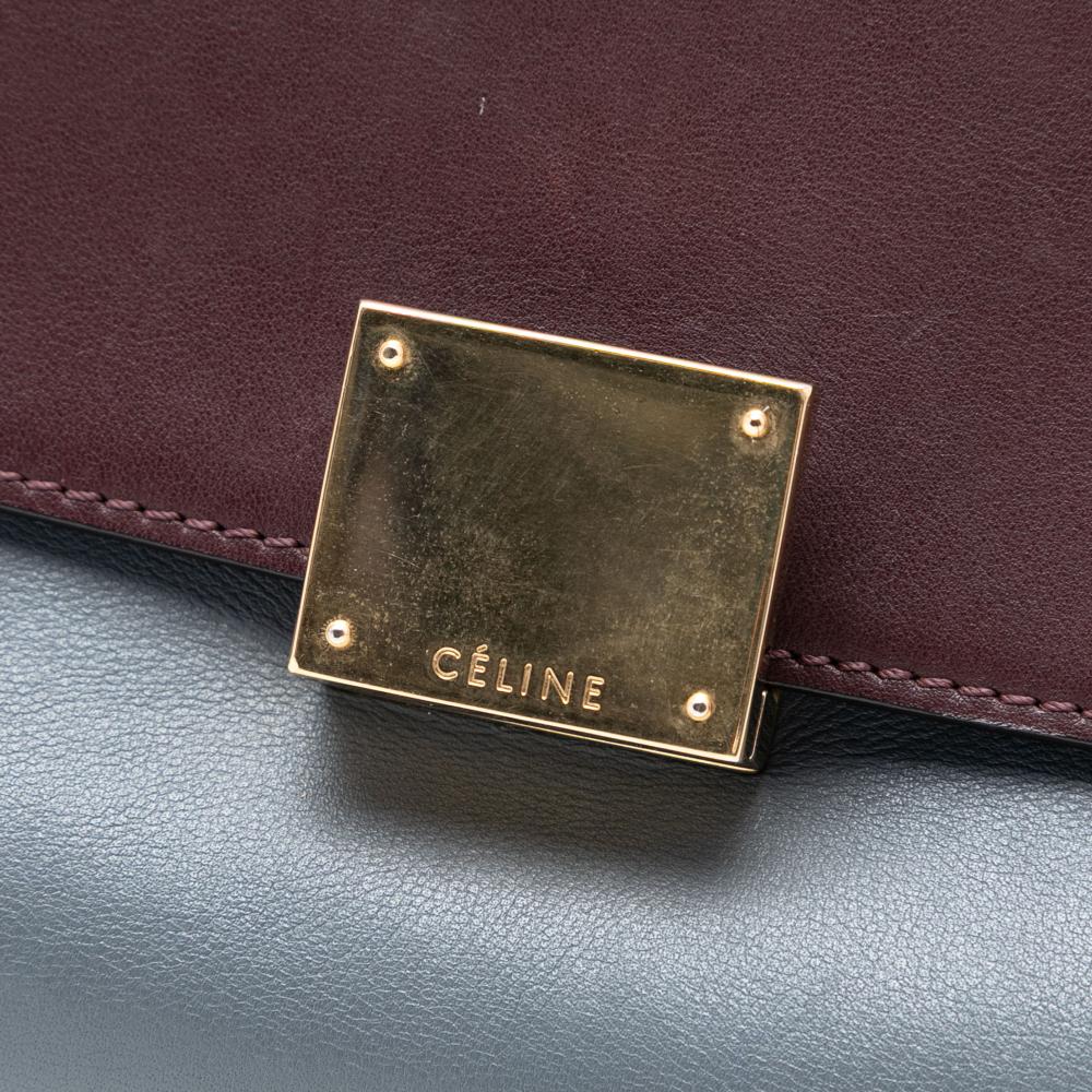 Celine B Celine Gray with Multi Calf Leather Medium Tricolor skin and Suede Trapeze Satchel Italy