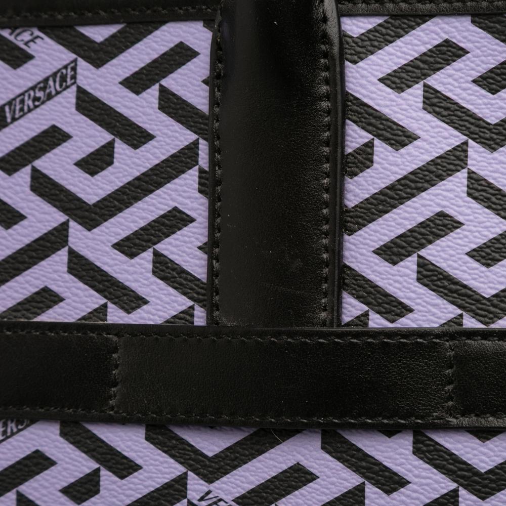 Versace AB Versace Pink with Multi Coated Canvas Fabric Multicolor La Greca Tote Italy