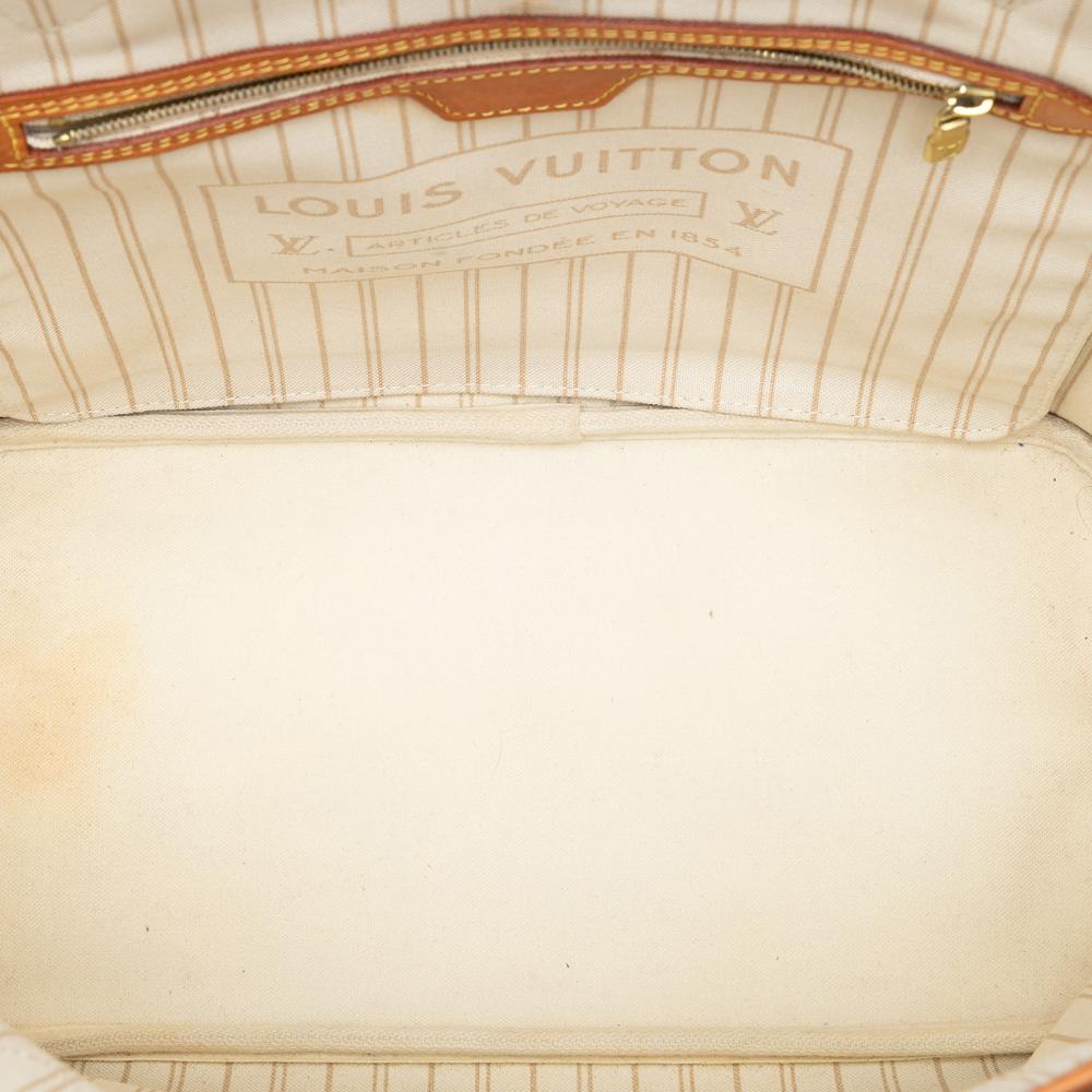 Louis Vuitton B Louis Vuitton White Damier Canvas Fabric Damier Azur Neverfull MM France