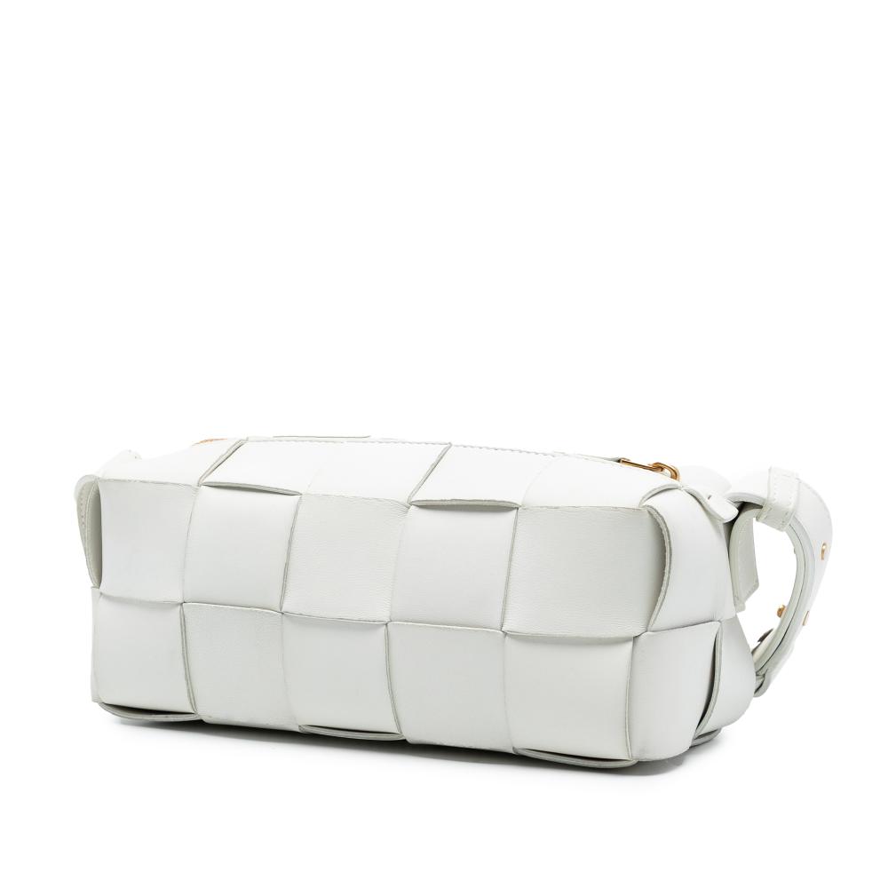 Bottega Veneta B Bottega Veneta White Lambskin Leather Leather Small Lambskin Intrecciato Brick Cassette Italy