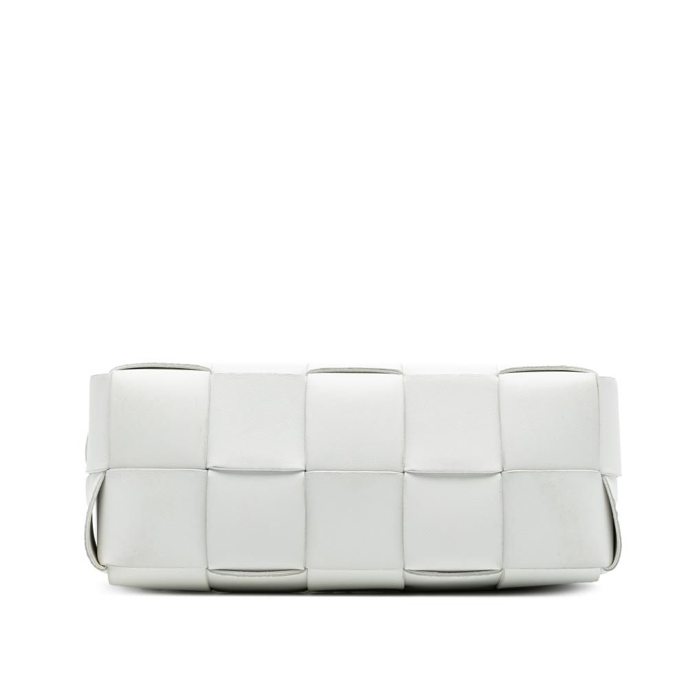 Bottega Veneta B Bottega Veneta White Lambskin Leather Leather Small Lambskin Intrecciato Brick Cassette Italy
