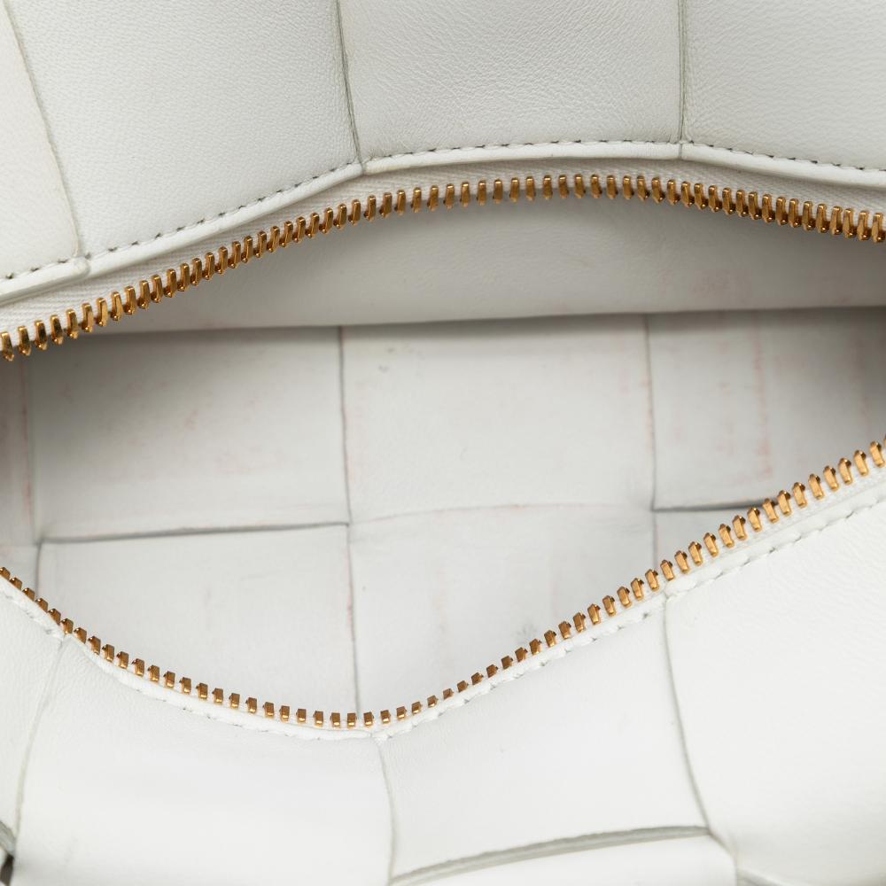 Bottega Veneta B Bottega Veneta White Lambskin Leather Leather Small Lambskin Intrecciato Brick Cassette Italy