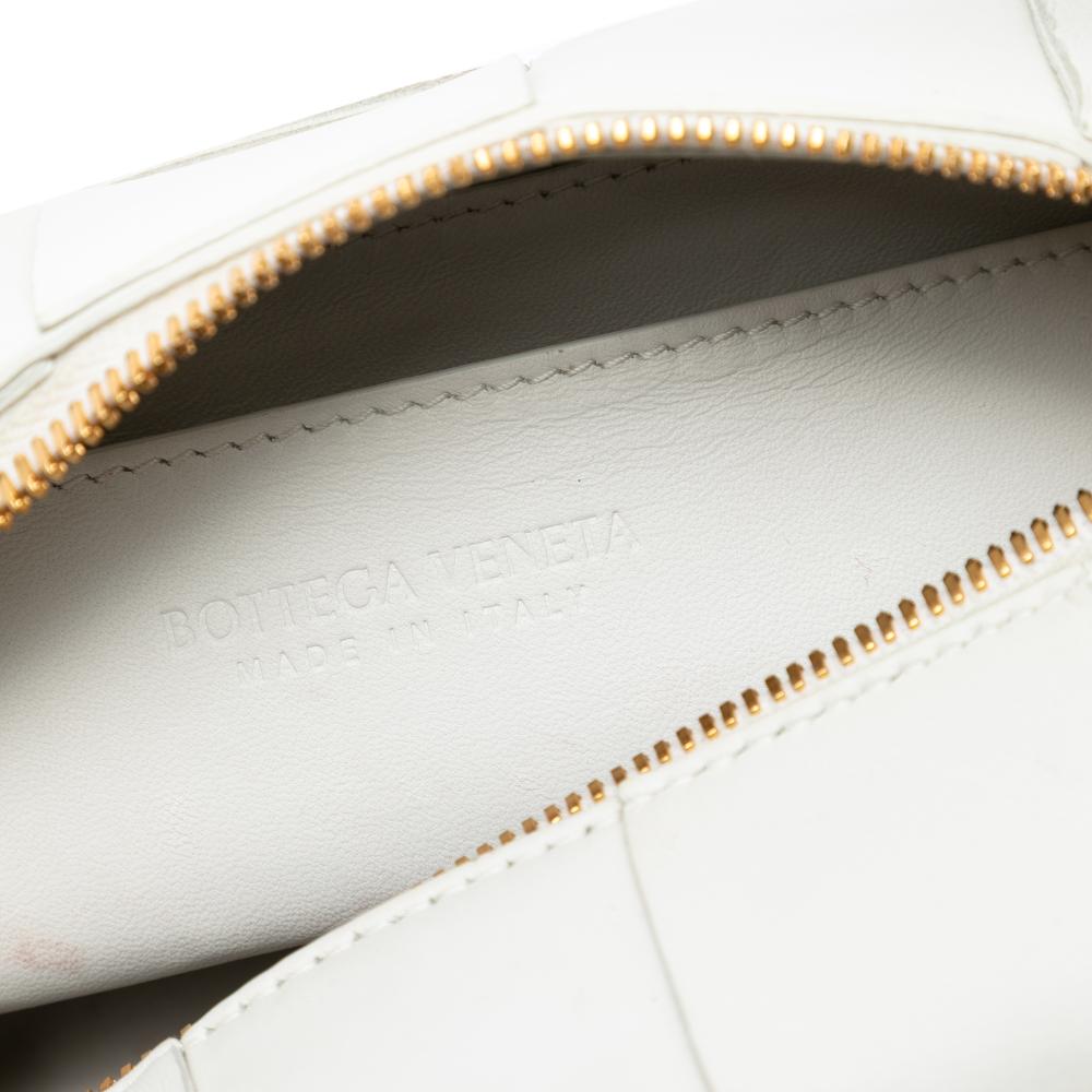 Bottega Veneta B Bottega Veneta White Lambskin Leather Leather Small Lambskin Intrecciato Brick Cassette Italy