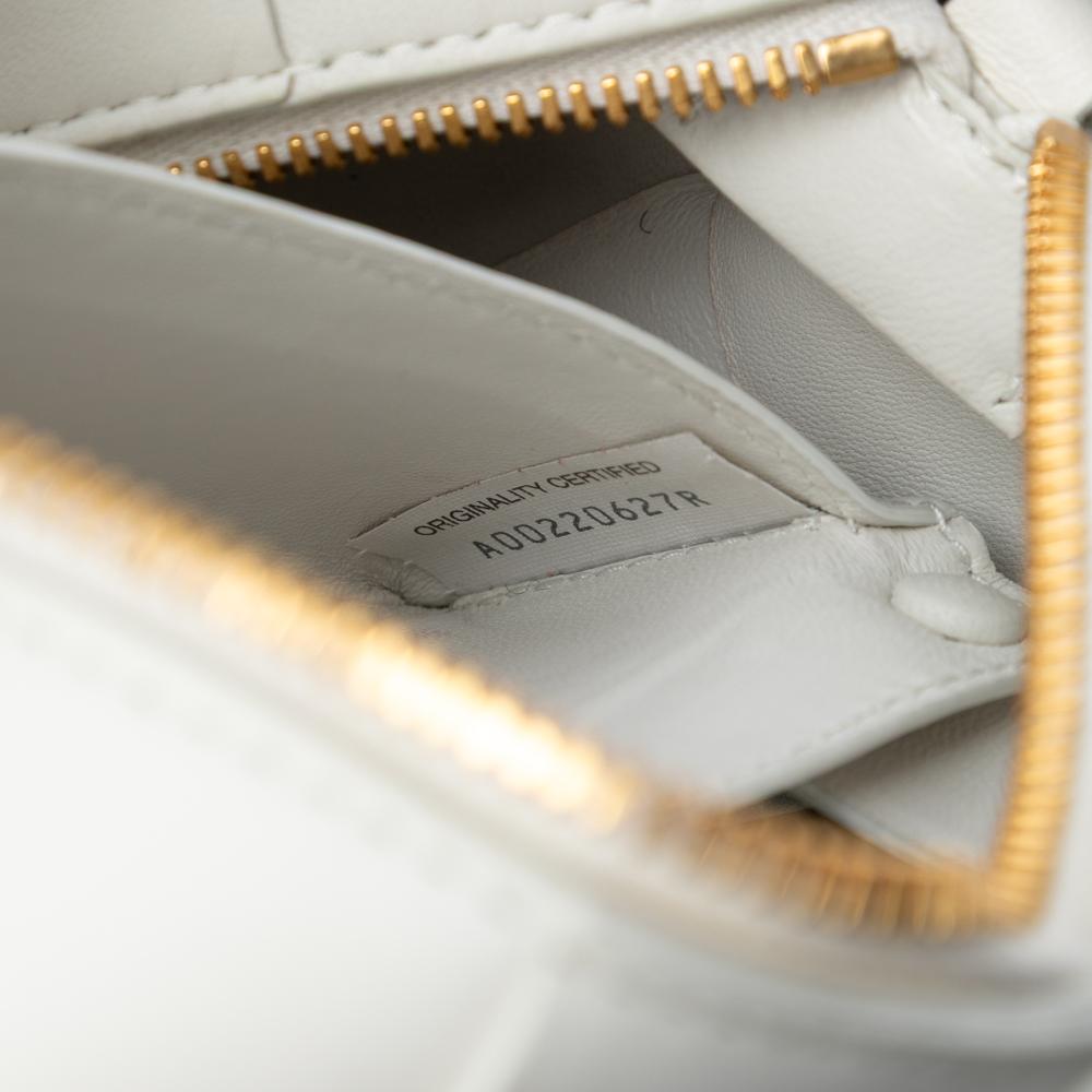 Bottega Veneta B Bottega Veneta White Lambskin Leather Leather Small Lambskin Intrecciato Brick Cassette Italy