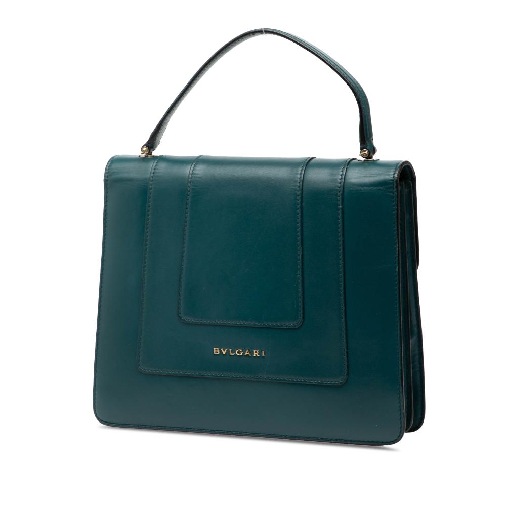 Bvlgari B Bvlgari Green Dark Green Calf Leather Small skin Serpenti Forever Top Handle Bag Italy